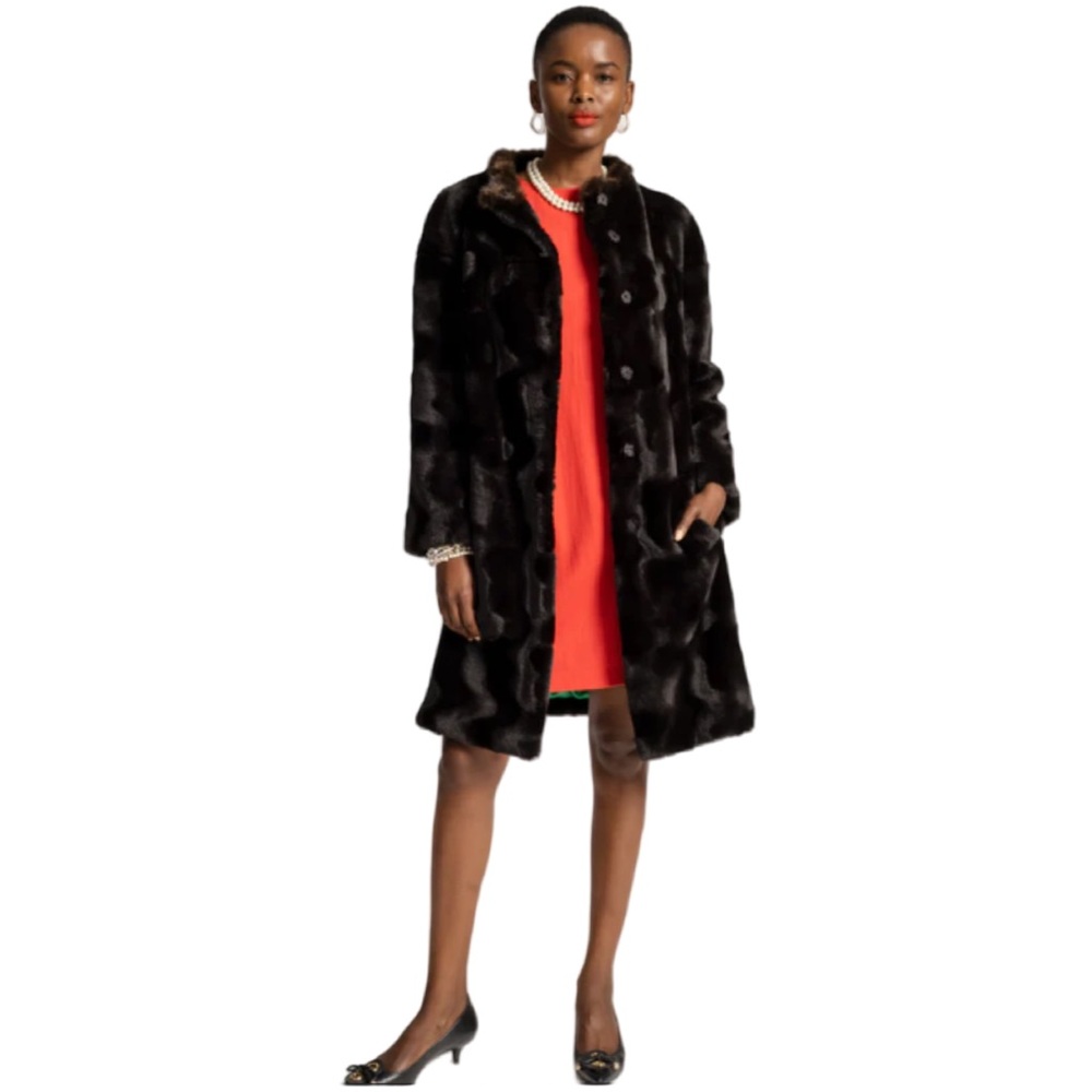 Frances Valentine▪️Dame Coat Ripple Faux Fur - Picture 7 of 8